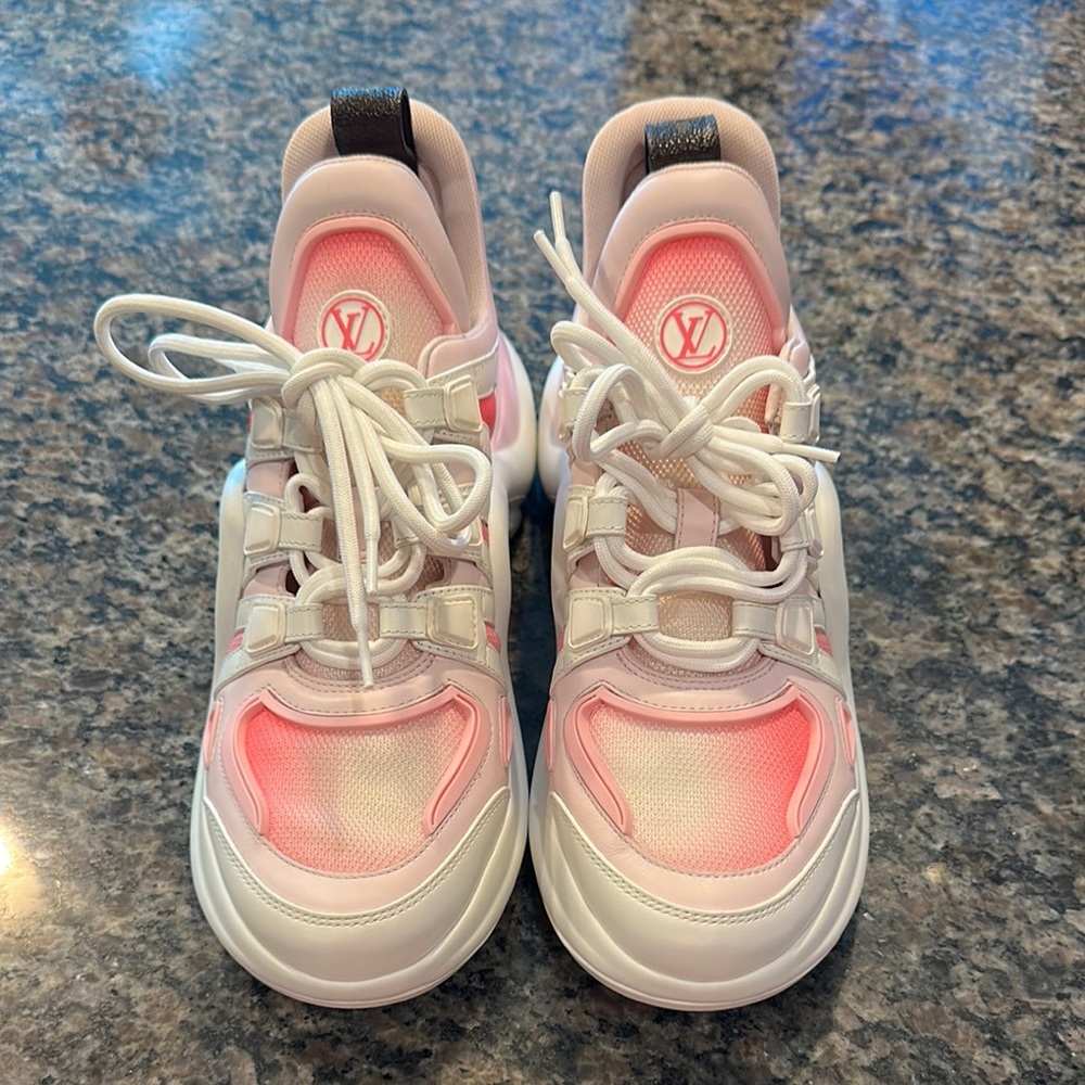 Louis Vuitton Pink and White Chunky Sneakers